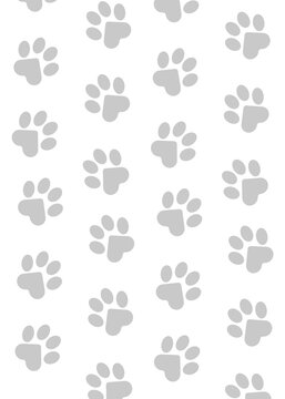 Paws of a cat, dog, puppy. Simple animal footprint pattern for bedding, fabrics, backgrounds, websites, postcards, baby prints, brown paper.