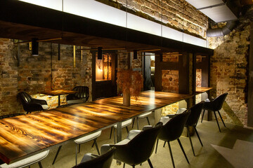 Interior of a modern cozy italian restaurant
