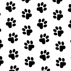 Paws of a cat, dog, puppy. Simple animal footprint pattern for bedding, fabrics, backgrounds, websites, postcards, baby prints, brown paper. 