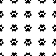 Paws of a cat, dog, puppy. Simple animal footprint pattern for bedding, fabrics, backgrounds, websites, postcards, baby prints, brown paper. 