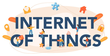 Internet of things typographic header. Idea of cloud, technology and home.