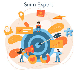 SMM social media marketing concept. Advertising of business