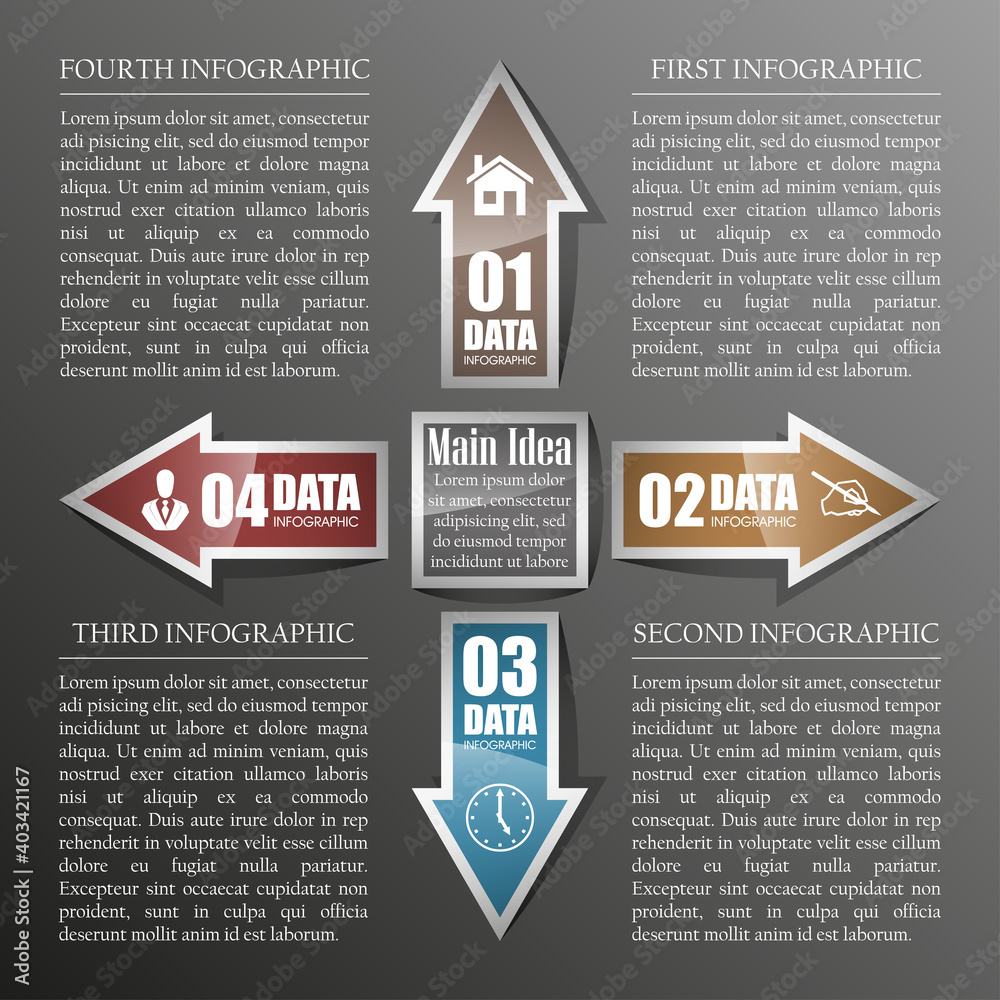 Poster set of origami vector arrow banners with shadow for websites or business design