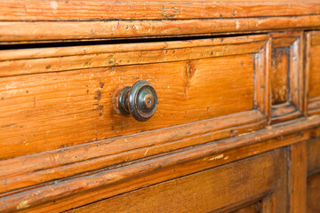 Detail of an old knob turned wood - Old Tuscany furniture - Italy, 19th century