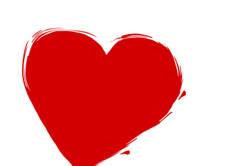 Red heart on a white background. Love symbol. Decorative element for design for Valentine's Day, invitation, cover, wedding card.