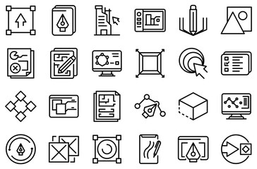 Redesign icons set. Outline set of redesign vector icons for web design isolated on white background