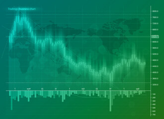 Business futuristic financial trading chart. Concept digital stock Market Trading. Abstract background technology business diagram. Web color banner uptrend line graph chart stock numbers market arrow