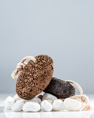 Pumice stone for home spa over white background