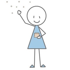 豆をまく棒人間のイラスト