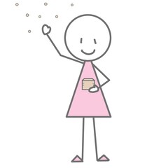 豆をまく棒人間のイラスト