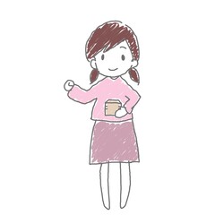 節分豆をもつ女の子のイラスト