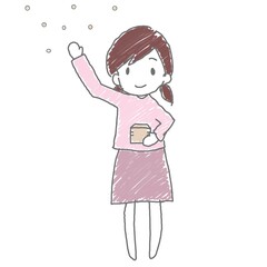 豆をまく女の子のイラスト