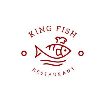 Logo seafood restaurant fish, vintage minimalist line art design, restaurant logo simple, seafood label vector, creative label fish template logo