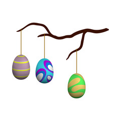 Easter Eggs Hanged On Tree Branch Icon