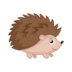 Vector illustration of cute and funny hedgehog isolated
