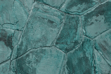 Light blue stone wall texture, modern design Gray bricks, natural pattern Abstract architecture Tidewater Green background