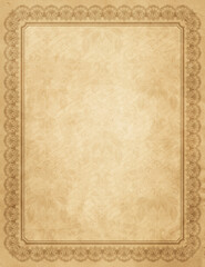 Old grunge paper with decorative border and ornament.