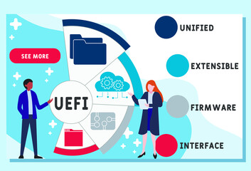 Vector website design template . UEFI - Unified Extensible Firmware Interface    acronym. business concept background. illustration for website banner, marketing materials, business presentation