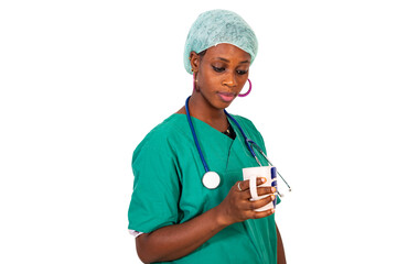young female doctor holding a cup of coffee.