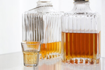 Alcoholic spirits and drinks concept background, with copy space
