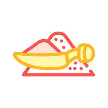 pile of hot peppers with measuring spoon color icon vector illustration