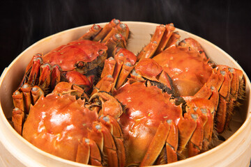 steamed chinese mitten crab, shanghai hairy crab