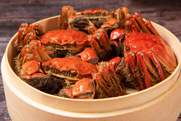 steamed chinese mitten crab, shanghai hairy crab
