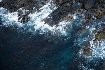 Naklejka premium Lofoten Islands. Waves beating against the rocks.