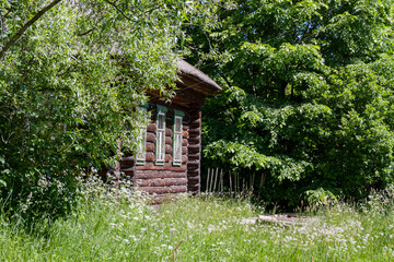 old abandoned rustic log house