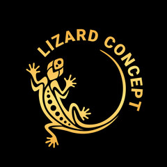 Gold gecko lizard logo graphic design concept. Editable element, can be used as logotype, icon, template in web and print	

