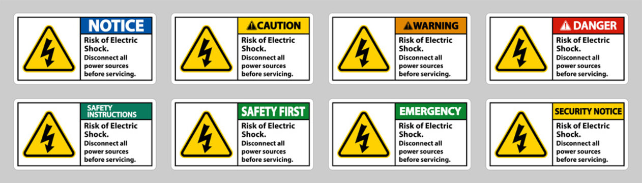 Risk of electric shock Symbol Sign Isolate on White Background