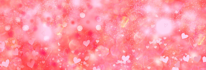 Valentine's day background with hearts and bokeh. Abstract background red, white and pink color