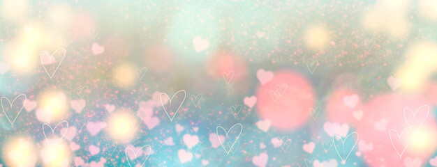 Valentine's day background with hearts and bokeh. Abstract background,pink, blue, white and puprle color
