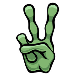A sign of peace. Gesture V sign of victory or peace, alien hand or reptile paw, vector icon for apps, websites, T-shirts, etc., isolated on white background