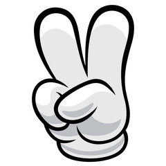 A sign of peace. Gesture V sign of victory or peace, hand of a cartoon character, vector icon for apps, websites, T-shirts, etc., isolated on a white background