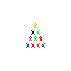 People pyramid, hierarchy people abstract art, colorful people on white