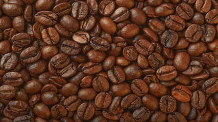 medium roasted arabica coffee beans, close-up, banner concept