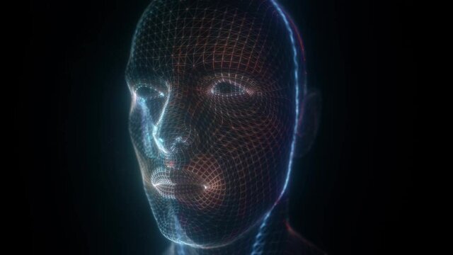 AbstractHuman Face Hud Hologram Scanning 4k. High quality 4k footage