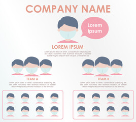 Organization chart infographic, people wearing mask icon, hierarchy pyramid concept, vector illustration, for presentations, brochures, banners, website graphics.
