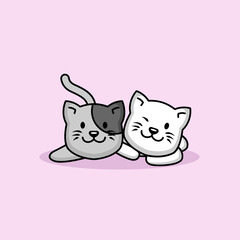 Obraz na płótnie Canvas Cute cats mascot love on Valentine's Day
