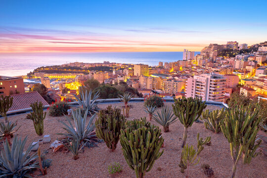Monaco and Monte Carlo cityscape sunset lights view