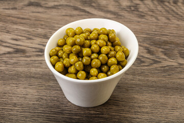 Marinated green pea in the bowl