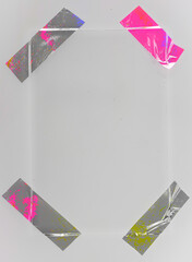 shiny fancy foil sticker snips on white background with real corner edge bulge, design elements for...