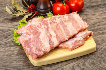 Raw pork ribs for cooking