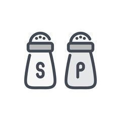 Salt and pepper color line icon. Spices for cooking vector outline colorful sign.