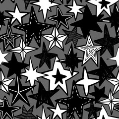 Obraz premium Seamless vector pattern with doodle stars
