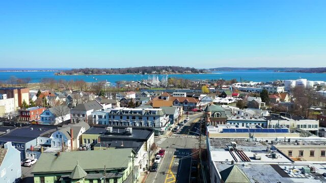 Flying Over the Town of Oyster Bay in Long Island, NY