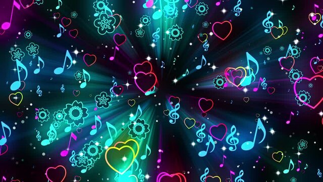 Music Notes Heart Backgrounds Looped Video