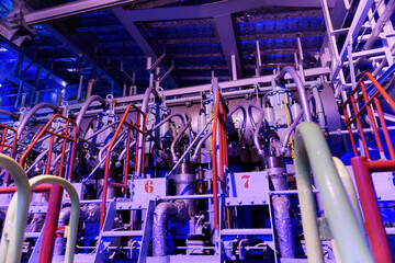 big engine propeller inside a merchant vessel