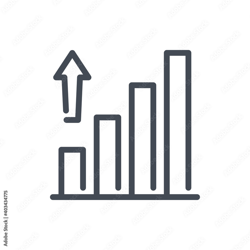 Poster graph growth line icon. chart with arrow up vector outline sign.